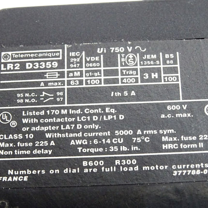 Telemecanique Motorschutzrelais LR2D3359 LR2 D3359 LR2D33 48-65A - Maranos.de