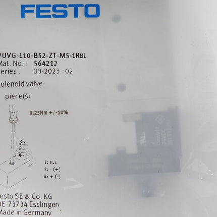 Festo Magnetventil VUVG-L10-B52-ZT-M5-1R8L 564212 / Neu OVP - Maranos.de