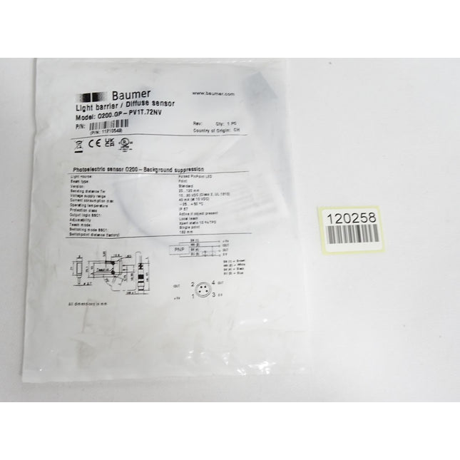 Baumer Reflexionslichttaster O200.GP-PV1T.72NV 11210549 / Neu OVP