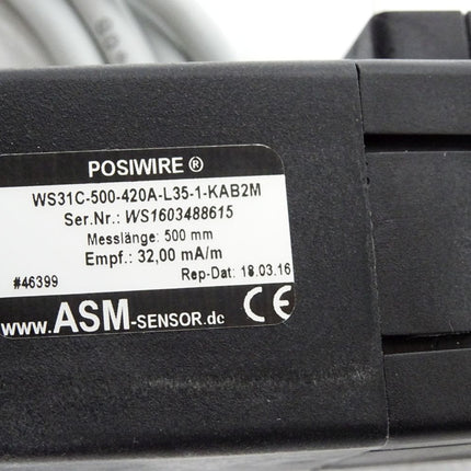 ASM sensor Wegseil-Positionssensor WS31C-500-420A-L35-1-KAB2M / Unbenutzt