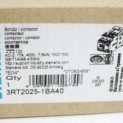 Siemens Schütz 3RT2025-1BA40 / Neu OVP