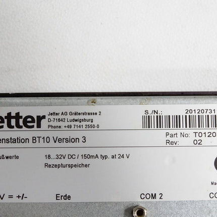 Jetter Bedienstation BT10 version 3 T012010122 - Maranos.de