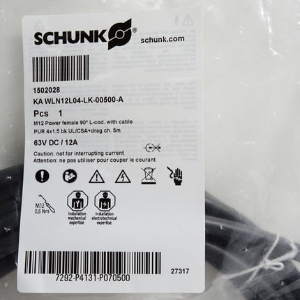 Schunk Anschlusskabel 1502028 KA WLN12L04-LK-00500-A / Neu OVP - Maranos.de