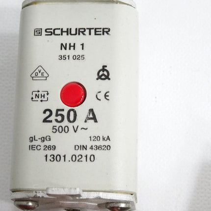 Schurter Sicherungen NH1 351025 250A 500VAC gL-gG 1301.0210 / Inhalt:3 Stück - Maranos.de