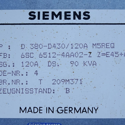 Siemens Simodrive 650 Transistor-Pulsumrichter 6SC6512-4AA02-Z E45+A73