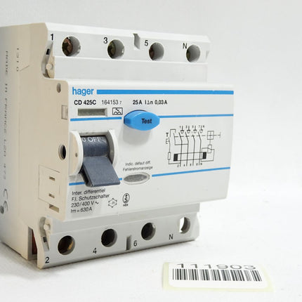Hager 164153 CD425C 25A 0,03A Fehlerstrom-Schutzschalter - Maranos.de