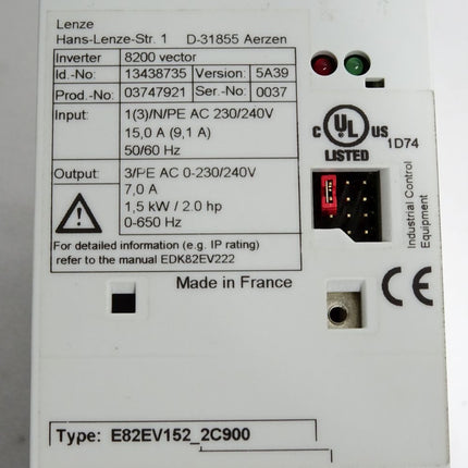 Lenze 8200 vector E82EV152_2C900 E82EV152K2C900 13438735 1.5kW - Maranos.de