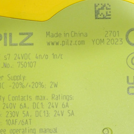 Pilz 750107 PNOZ s7 24VDC 4 n/o 1 n/c / Neuwertig ohne Abschlusswiderstand