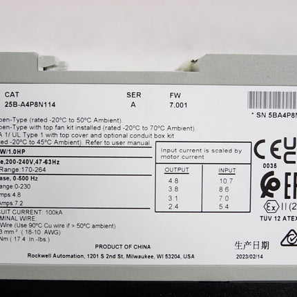 Allen Bradley PowerFlex 525 25B-A4P8N114 0.75kW / Neu - Maranos.de