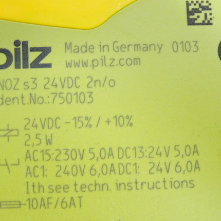Pilz Sicherheitsschaltgerät 750103 PNOZ s3 24VDC 2 n/o / Neuwertig