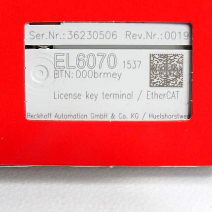 Beckhoff EL6070 1537 License-Key für TwinCAT 3.1 / Neu OVP - Maranos.de