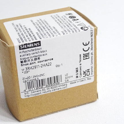Siemens Hilfsschalterblock 3RH2911-2HA22 / Neu OVP - Maranos.de