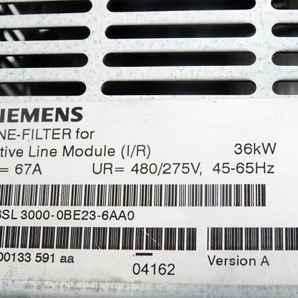 Siemens Line Filter for Active Line Module I/R 67A 6SL3000-0BE23-6AA0