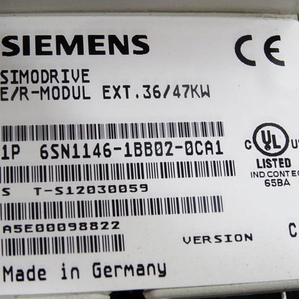 Siemens Simodrive E/R-Modul EXT.36/47kW 6SN1146-1BB02-0CA1 Version C