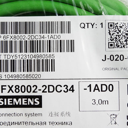 Siemens DRIVE-CLiQ extension 6FX8002-2DC34-1AD0 3,0m / Neu OVP - Maranos.de