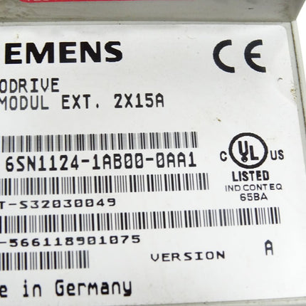 Siemens Simodrive LT-Modul EXT.2X15A 6SN1124-1AB00-0AA1 Version A