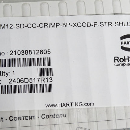 Harting Steckverbinder 21038812805 M12-SD-CC-CRIMP-8P-XCOD-F-STR-SHLD / Neu OVP - Maranos.de