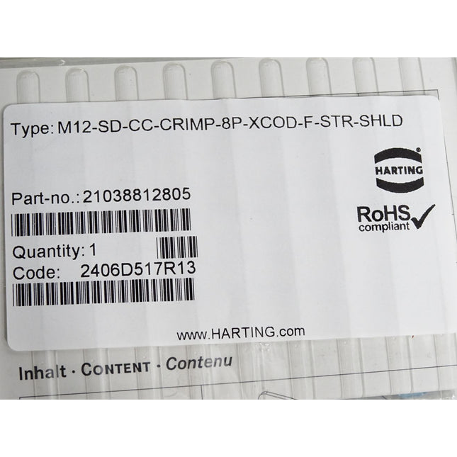Harting Steckverbinder 21038812805 M12-SD-CC-CRIMP-8P-XCOD-F-STR-SHLD / Neu OVP - Maranos.de