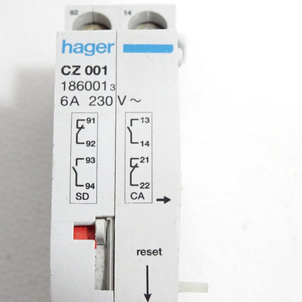 Hager CZ001 6A 230VAC 186001 Kontakt für FI-Schalter - Maranos.de