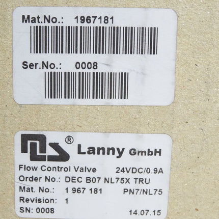 Lanny Flow Control Valve 1967181 DEC B07 NL75X TRU DECB07NL75XTRU / Neu OVP - Maranos.de