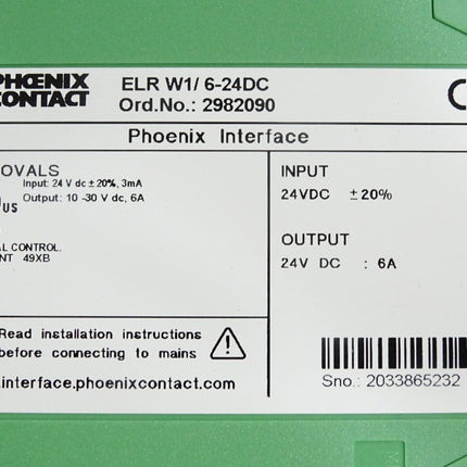 Phoenix Contact 2982090 ELR W1/ 6-24DC Wendelastrelais / Neuwertig