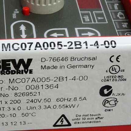 SEW Eurodrive Frequenzumrichter 8269521 MC07A005-2B1-4-00 0.55kW
