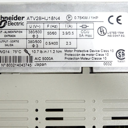 Schneider Electric Frequenzumrichter ATV-28H ATV28HU18N4 0.75kW