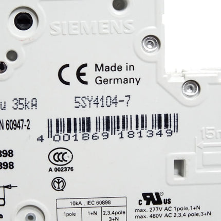 Siemens Leitungsschutzschalter 5SY4104-7 MCB C4 - Maranos.de