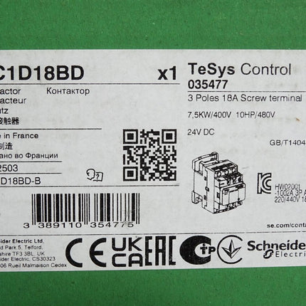 Schneider Electric TeSys Control 035477 Schütz LC1D18BD / Neu OVP