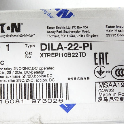 Eaton Hilfsschütz 24VDC DILA-22-PI XTREPI10B22TD / Neu OVP