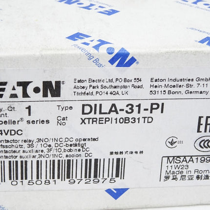 Eaton Hilfsschütz 24VDC DILA-31-PI XTREPI10B31TD / Neu OVP - Maranos.de
