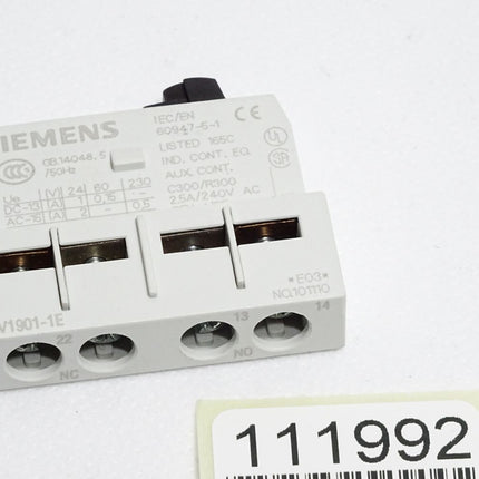 Siemens 3RV1901-1E Hilfsschalter querliegend 1S+1Ö - Maranos.de