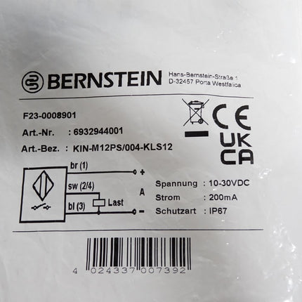 Bernstein Induktiver Näherungsschalter KIN-M12PS/004-KLS12 6932944001 / Neu OVP - Maranos.de
