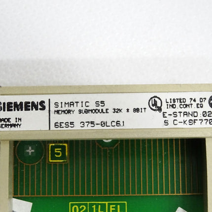 Siemens Memory Submodule 32K x 8BIT 6ES5375-0LC61 6ES5 375-0LC61 - Maranos.de