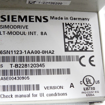 Siemens Simodrive LT-Modul INT.8A 6SN1123-1AA00-0HA2 Version A / Neuwertig - Maranos.de