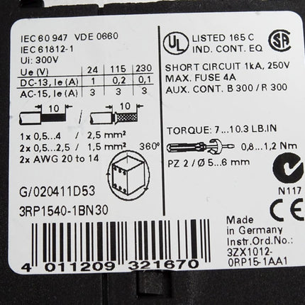 Siemens 3RP1540-1BN30 Zeitrelais - Maranos.de