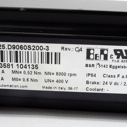 B&R 8LSA25.D9060S200-3 Rev.C4 6000rpm Neugart 100254185 PLE060-032-SSSA3AC-E9 - Maranos.de
