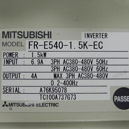 Mitsubishi Electric E500 Inverter FR-E540-1.5K-EC 1.5kW