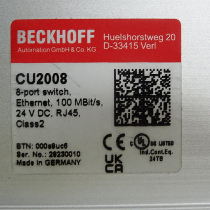 Beckhoff Ethernet-Switch CU2008 8 RJ45-Ethernet-Ports