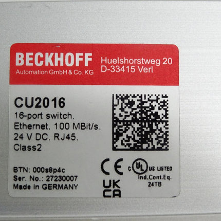 Beckhoff Ethernet-Switch CU2016 16 RJ45-Ethernet-Ports