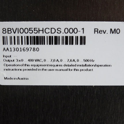 B&R Acopos multi SafeMOTION Wechselrichtermodul 7.6A 8BVI0055HCDS.000-1 Rev.M0 - Maranos.de