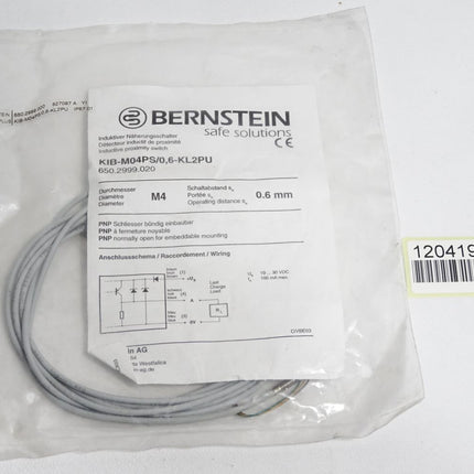 Bernstein Induktiver Näherungsschalter KIB-M04PS/0,6-KL2PU 650.2999.020 Neu OVP - Maranos.de