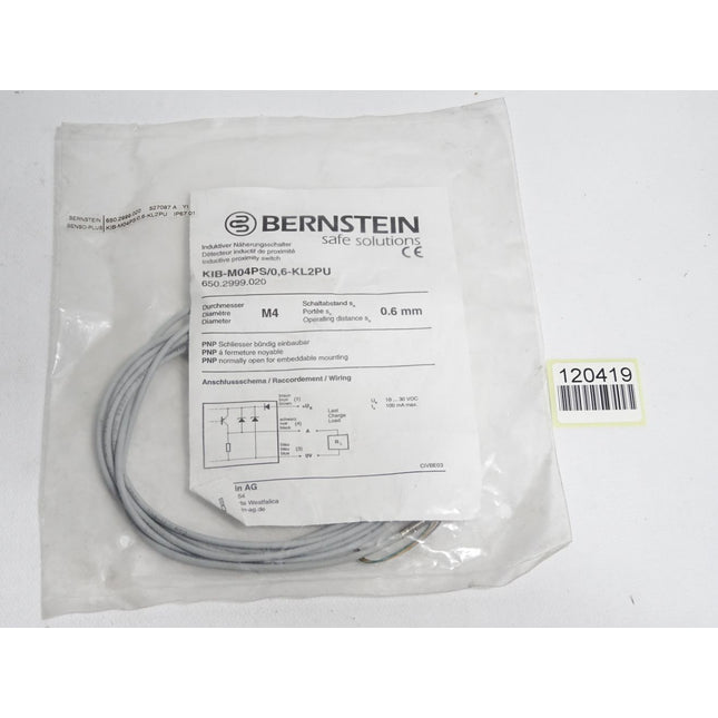 Bernstein Induktiver Näherungsschalter KIB-M04PS/0,6-KL2PU 650.2999.020 Neu OVP - Maranos.de