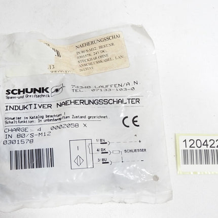 Schunk Induktiver Näherungsschalter 0301578 / Neu OVP