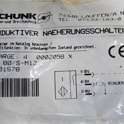 Schunk Induktiver Näherungsschalter 0301578 / Neu OVP