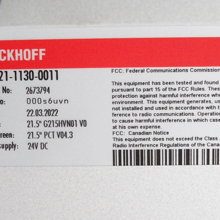 Beckhoff Multitouch-Control-Panel CP3921-1130-0011 21.5" G215HVN01 / Top Zustand - Maranos.de