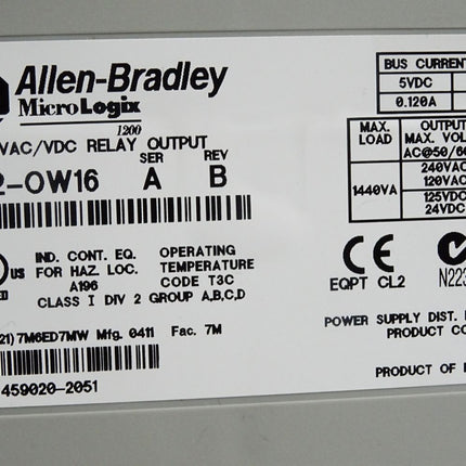 Allen Bradley 16 Point Relay Output Module 1762-OW16
