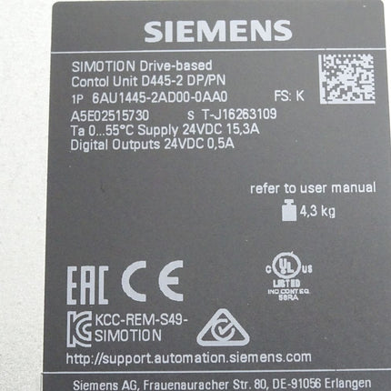 Siemens Simotion Control Unit D445-2 6AU1445-2AD00-0AA0 - Maranos.de