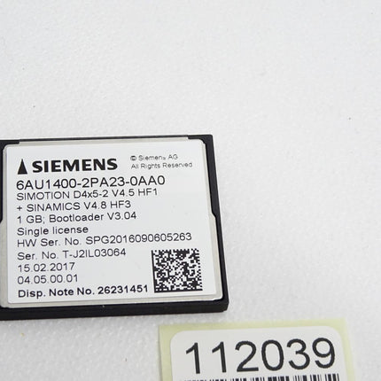 Siemens Compact Flash Card 6AU1400-2PA23-0AA0 Simotion D4x5-2 V4.5 Sinamics V4.8 - Maranos.de
