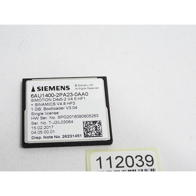 Siemens Compact Flash Card 6AU1400-2PA23-0AA0 Simotion D4x5-2 V4.5 Sinamics V4.8 - Maranos.de